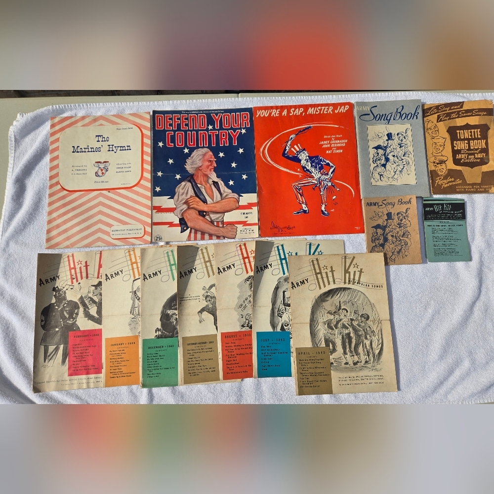 Rare- Lot Of WWII WW2 Army /Marines Song Books / Sheet Music / Hymns